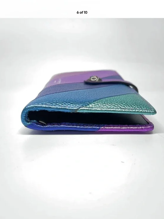 Kurt Geiger Metallic Rainbow 🌈 Diagonal Stripe Continental Wallet - Picture 6 of 16